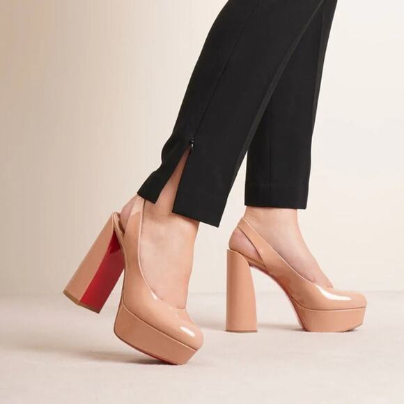 Christian Louboutin Movida Sling 130 Nude Pumps Size 38 - Picture 14 of 14